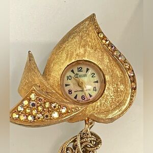 LADY NELSON Swiss Made Wind Up Vintage Gold Tone Watch Pendant Necklace WORKS